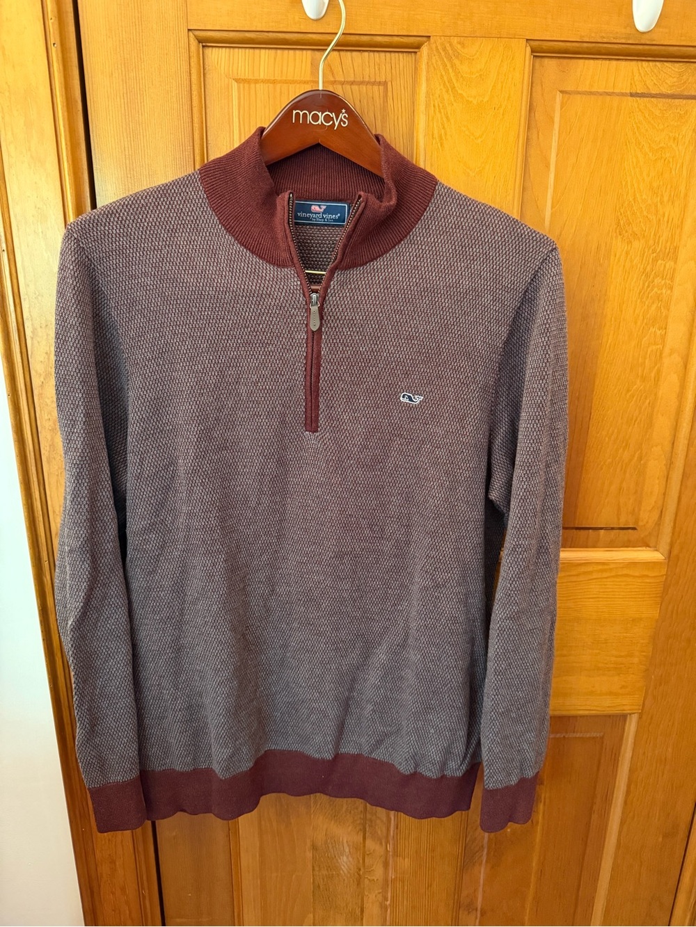 Vineyard Vines Men's Zip Sweater - Burgundy and Gray